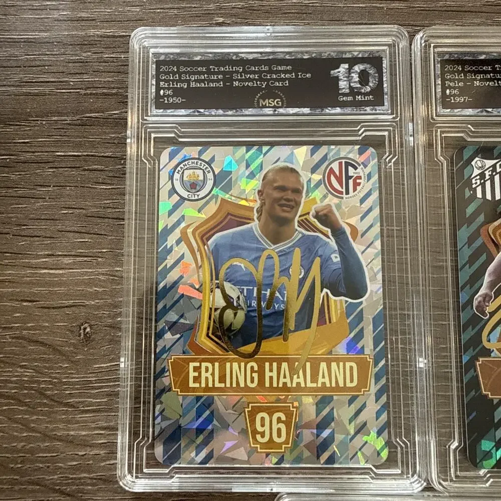 Graded 10 - Erling Haaland, Pele & Kylian Mbappe 2024 Soccer Trading Cards